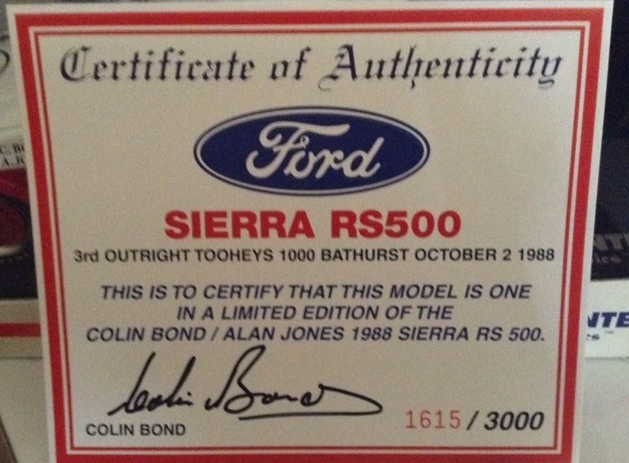 Colin Bond and Alan Jones - 1988 Bathurst Ford Sierra - Bathurst toy car collectible - Main Image 2
