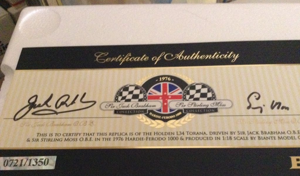 Jack Brabham and Stirling Moss - 1976 LH SLR5000’Torana   toy car collectible - Main Image 2