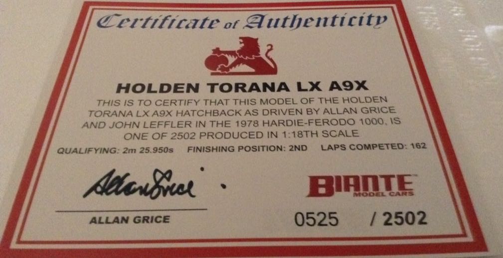 Allan Grice - Bathurst 1978 Second Place  - Bathurst toy car collectible - Main Image 2