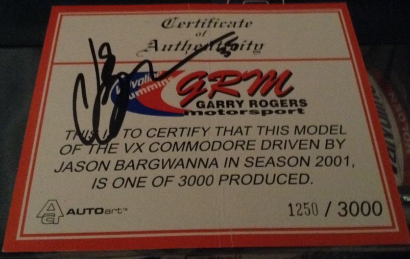 Jason Bargwanna - GRM 2001 VT Commodore  toy car collectible - Main Image 2