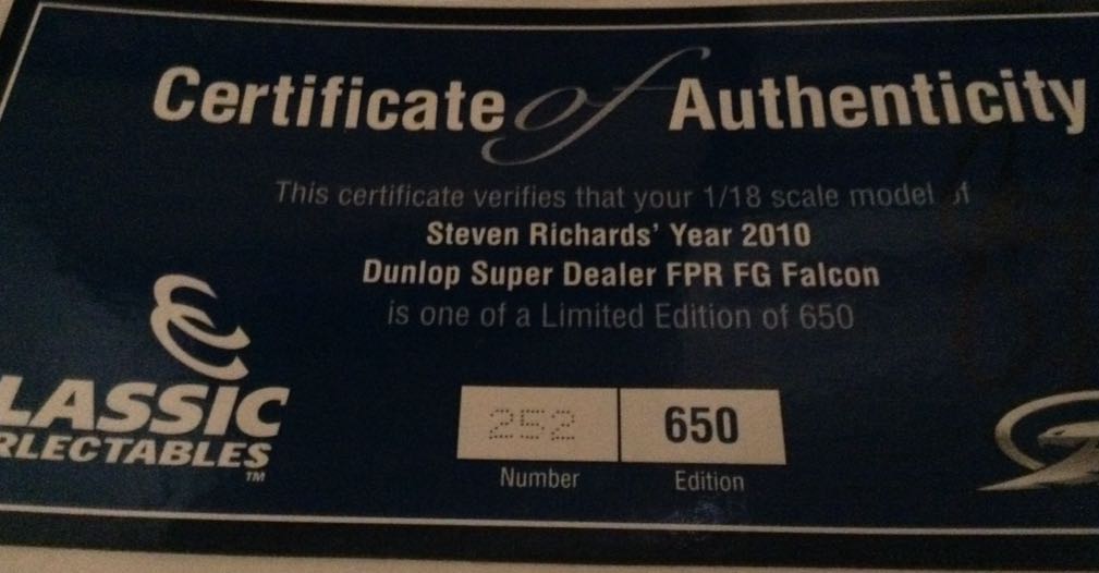 Steven Richards 2010 FPR Ford Falcon - Steven Richards toy car collectible - Main Image 2