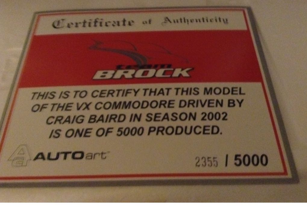 Craig Baird - 2002 Team Brock VX Commodore  toy car collectible - Main Image 2