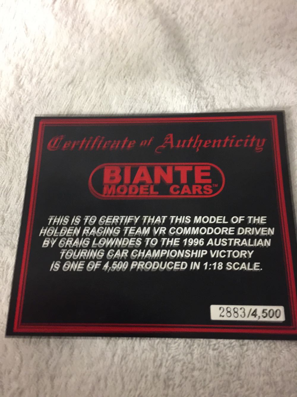 Craig Lowndes 1996 ATCC Winner - Craig Lowndes toy car collectible - Main Image 4