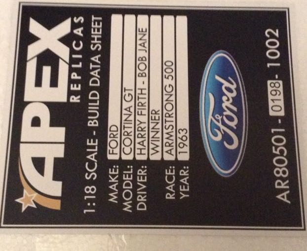 Bathurst 1963 - Bob Jane And Harry Firth Cortina - Bathurst Winners 1/18 toy car collectible - Main Image 2