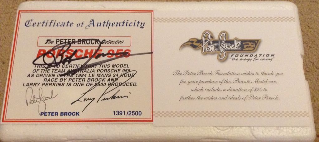 Peter Brock and Larry Perkins - 1984 Porsche 956 Le Mans  - Peter Brock toy car collectible - Main Image 2