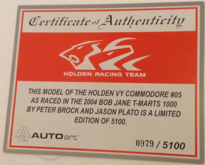 Peter Brock and Jason Plato - Bathurst 2004 VY Commodore  - Peter Brock toy car collectible - Main Image 2