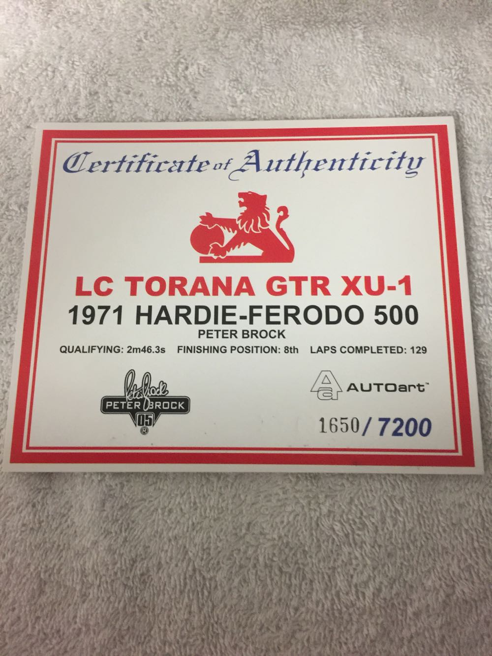 Peter Brock 1971 Bathurst XU-1 Torana - Peter Brock toy car collectible - Main Image 4
