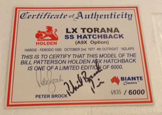 Peter Brock and Phil Brock - Bathurst 1977 A9X Torana - Peter Brock toy car collectible - Main Image 2