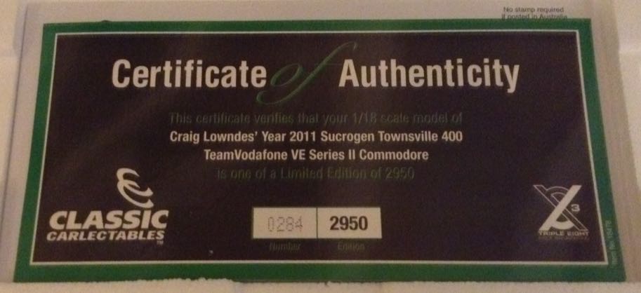 Craig Lowndes 2011 - Sucrogen - Craig Lowndes toy car collectible - Main Image 2