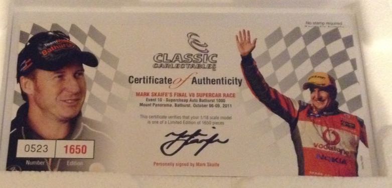 Mark Skaife 2011 - Marks Last Drive - Team Vodafone VE Commodore at Bathurst with Craig Lowndes - Mark Skaife , Craig Lowndes toy car collectible - Main Image 2