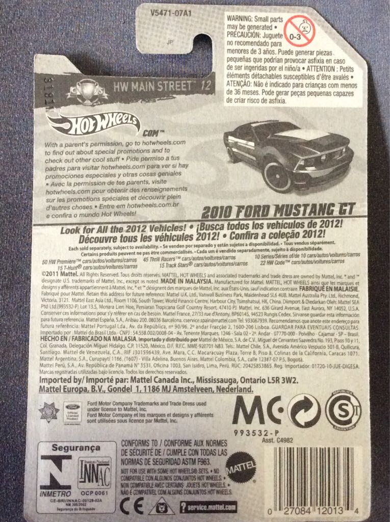 2010 Ford Mustang GT - Hw Main Street ’12 toy car collectible - Main Image 2