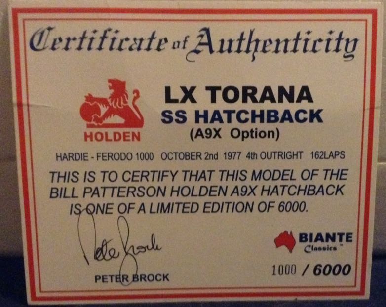 Peter Brock and Phil Brock - Bathurst 1977 A9X Toranan - Peter Brock , Bathurst toy car collectible - Main Image 2