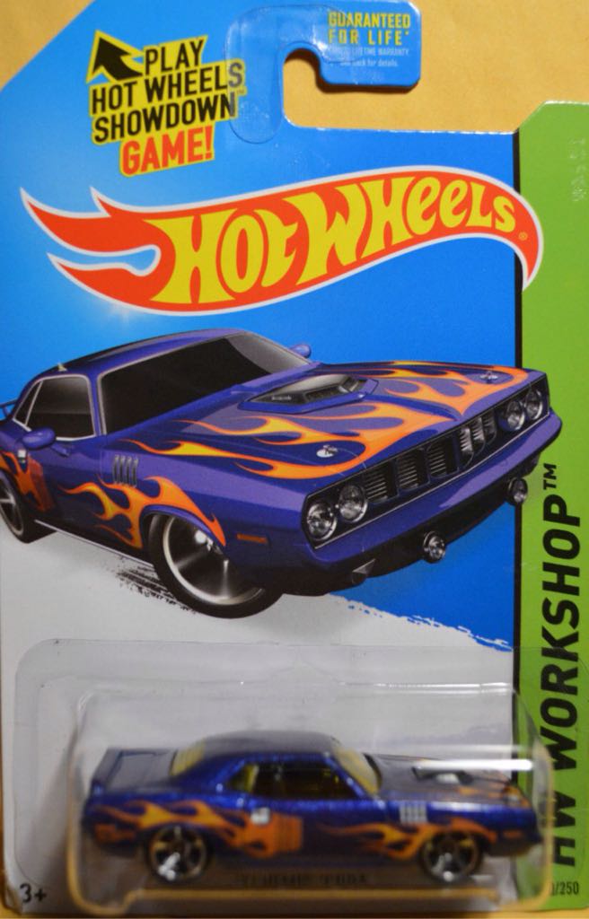 ’71 Hemi ’CUDA Purple W/yellow And Orange Flame - 2015 - HW Workshop - Heat Fleet toy car collectible - Main Image 1