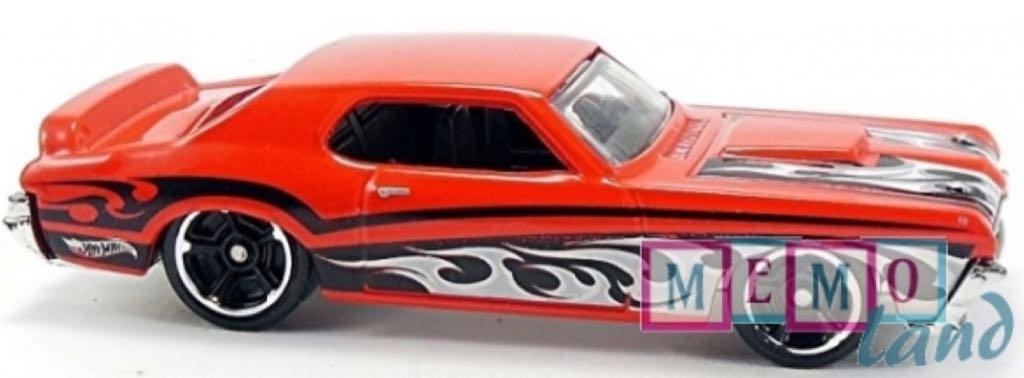 ’69 Mercury Cougar Eliminator Red W/ Black Stripe And White And Gray Flames - HW Workshop - 2014 Heat Fleet toy car collectible - Main Image 2