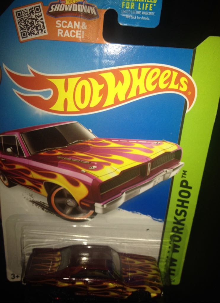 ’74 Brazilian Dodge Charge Purple W/ Yellow Flame - HW WORKSHOP 2015 Heat Fleet toy car collectible - Main Image 2