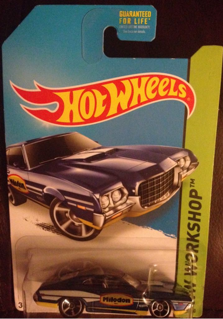 ’72 Ford Gran Torino Sport (azul W/ White Stripe With Milodon Logo) - HW Workshop 2014 - HW Performance toy car collectible - Main Image 2