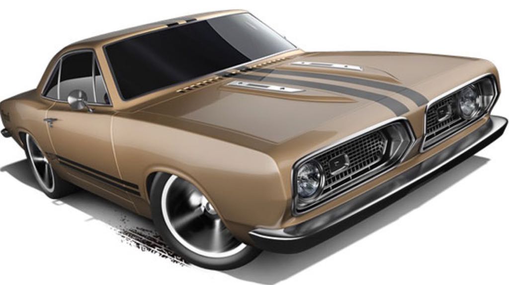 ’68 Plymouth Barracuda Formula S (brown Gold) - HW Workshop 2014 - Muscle Mania toy car collectible - Main Image 2