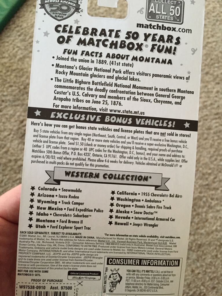 Ford Bronco II - Across America 50th Birthday Series toy car collectible - Main Image 2