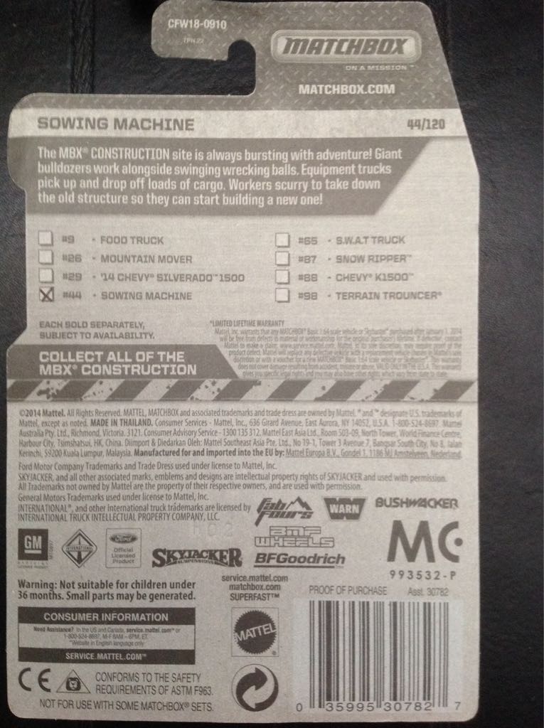 Sowing Machine - MBX Construction toy car collectible - Main Image 2