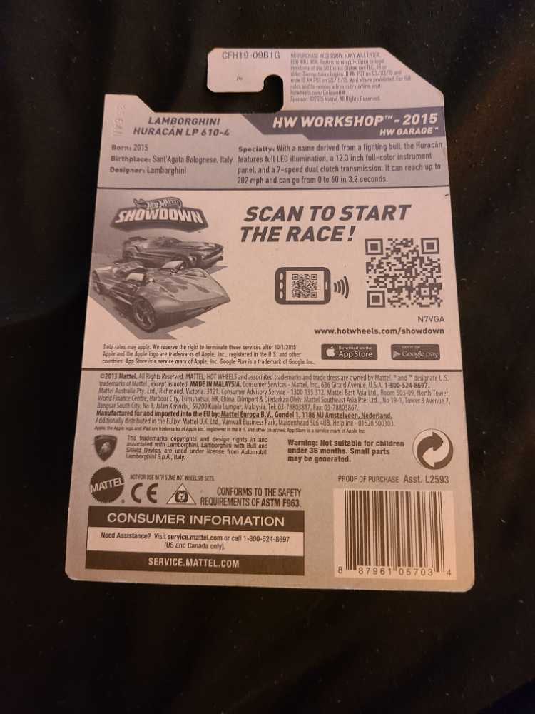 Lamborghini Huracán LP 610-4 - HW Workshop - 2015 HW Garage toy car collectible - Main Image 2