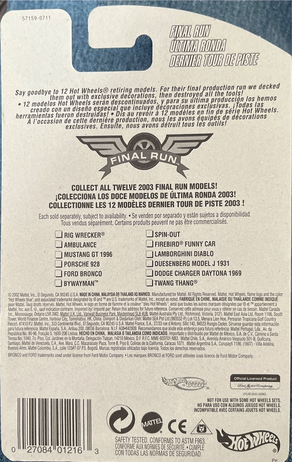 Ford Bronco Final Run - 2003 Final Run toy car collectible - Main Image 2