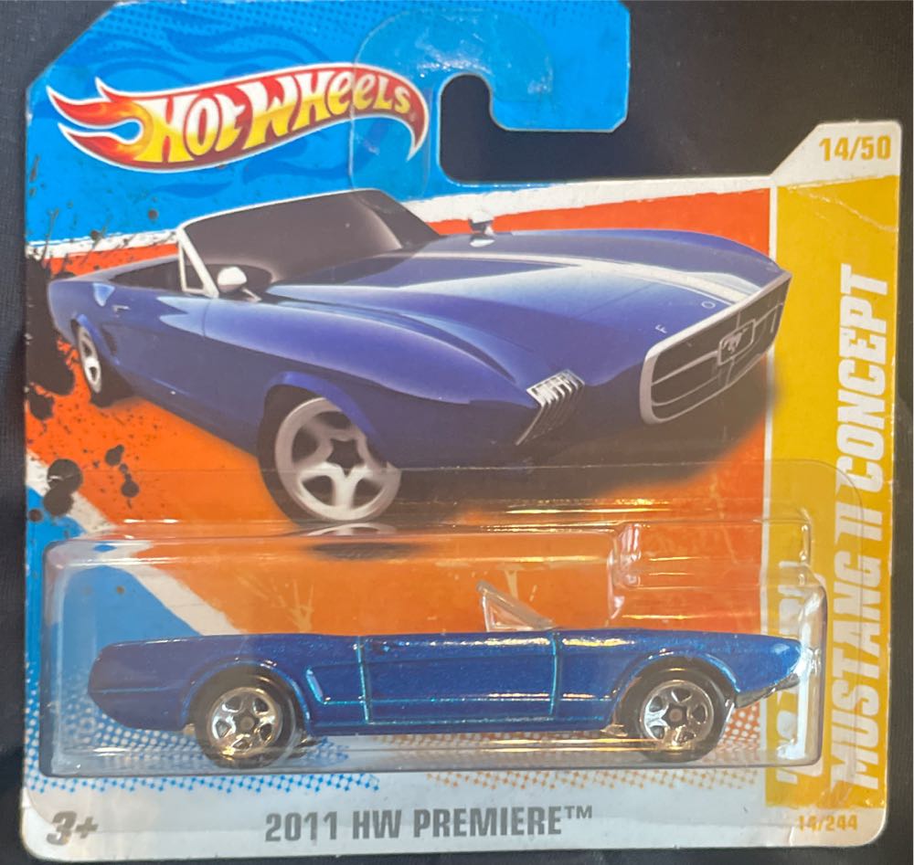 ‘63 Ford Mustang II Concept Blue Short Card - 2011 HW PREMIER toy car collectible - Main Image 2