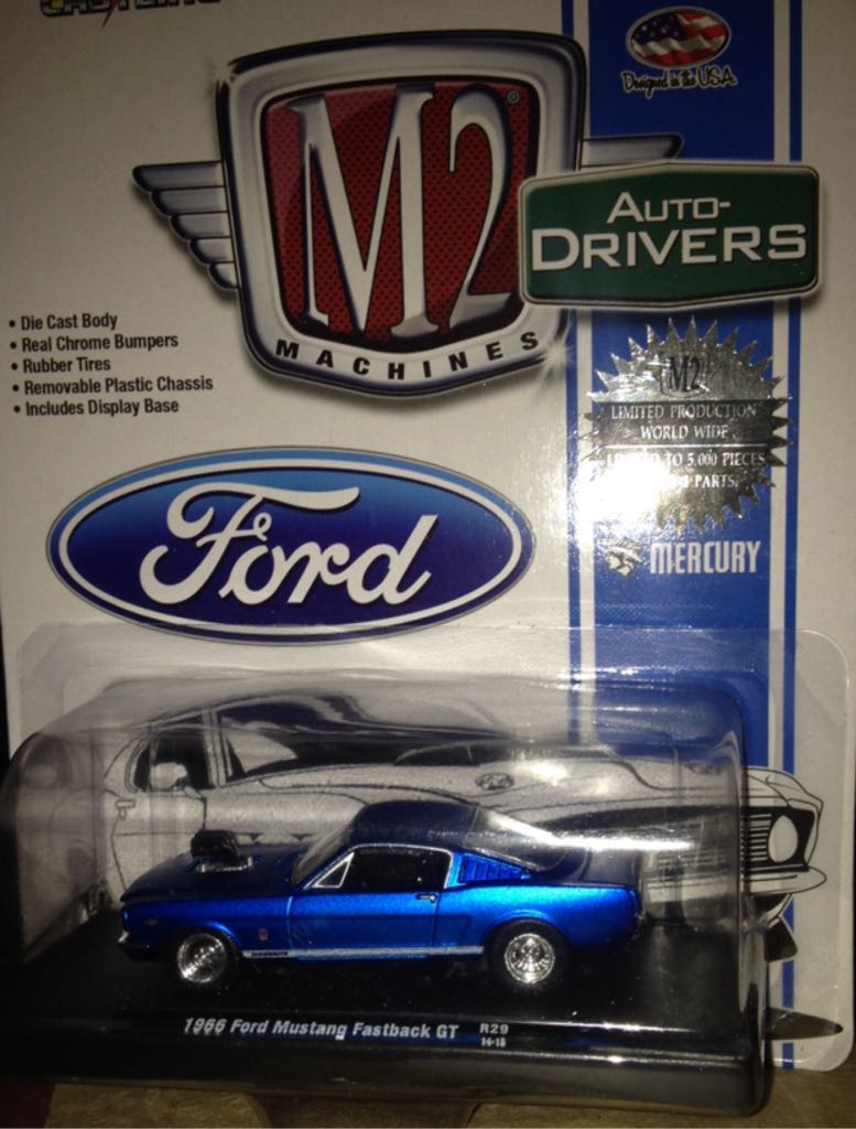 1966 Ford Mustang Fastback G T R29 - M2 Machines Auto Drivers toy car collectible - Main Image 1