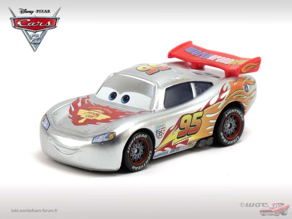 Lightning McQueen with Metallic Finish - (2011 - Cars 2) KMART / SILVER RACER SERIES (10) toy car collectible - Main Image 2