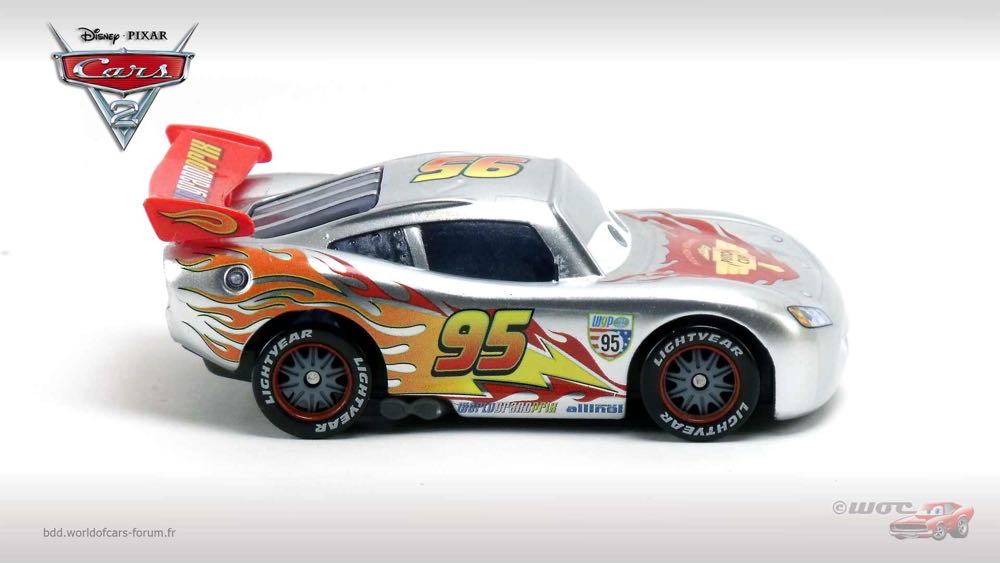 Lightning McQueen with Metallic Finish - (2011 - Cars 2) KMART / SILVER RACER SERIES (10) toy car collectible - Main Image 3