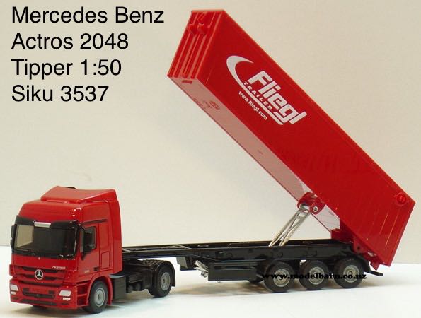 Fliegl Tipper Mercedes Benz Actros 2048 - Siku Super 1:50 toy car collectible - Main Image 2