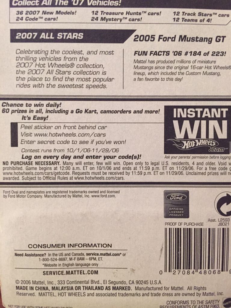 2005 Mustang Gt Grey Black Hood  toy car collectible - Main Image 2