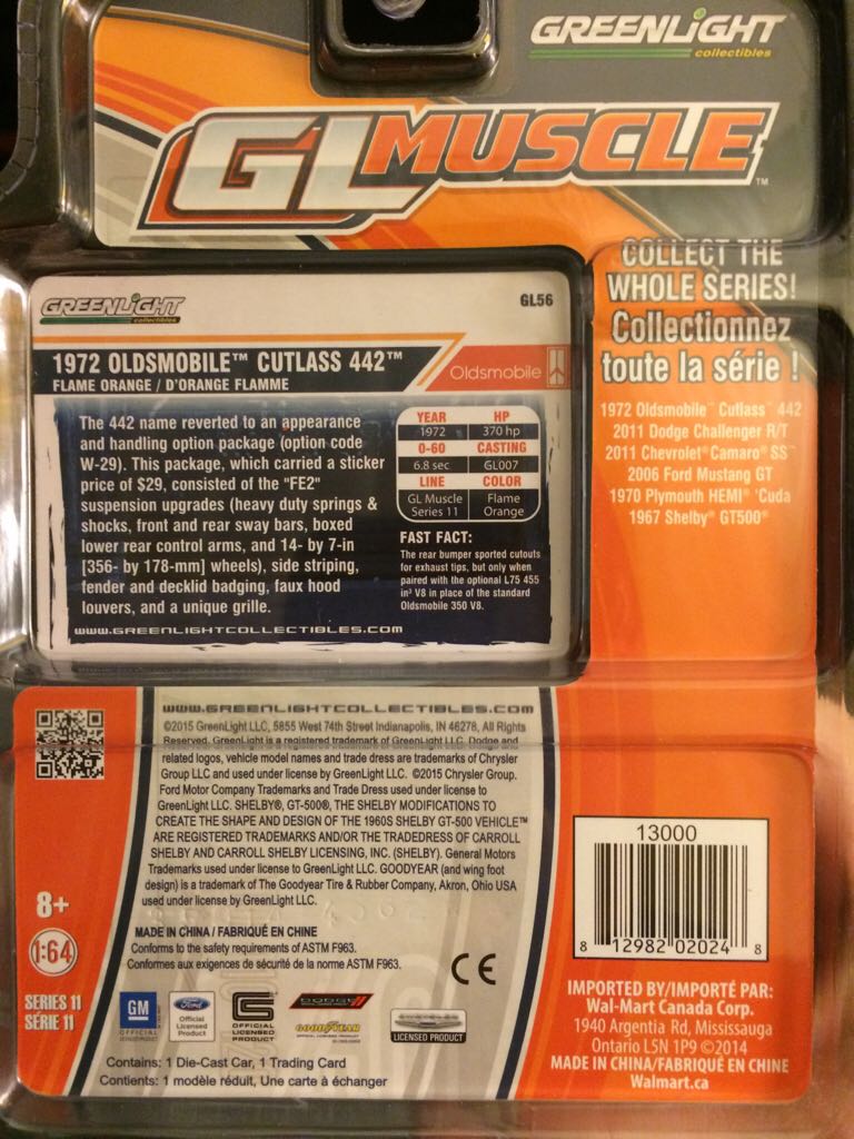 1972 Oldsmobile Cutlass 442 - 2014 GL Muscle toy car collectible - Main Image 2