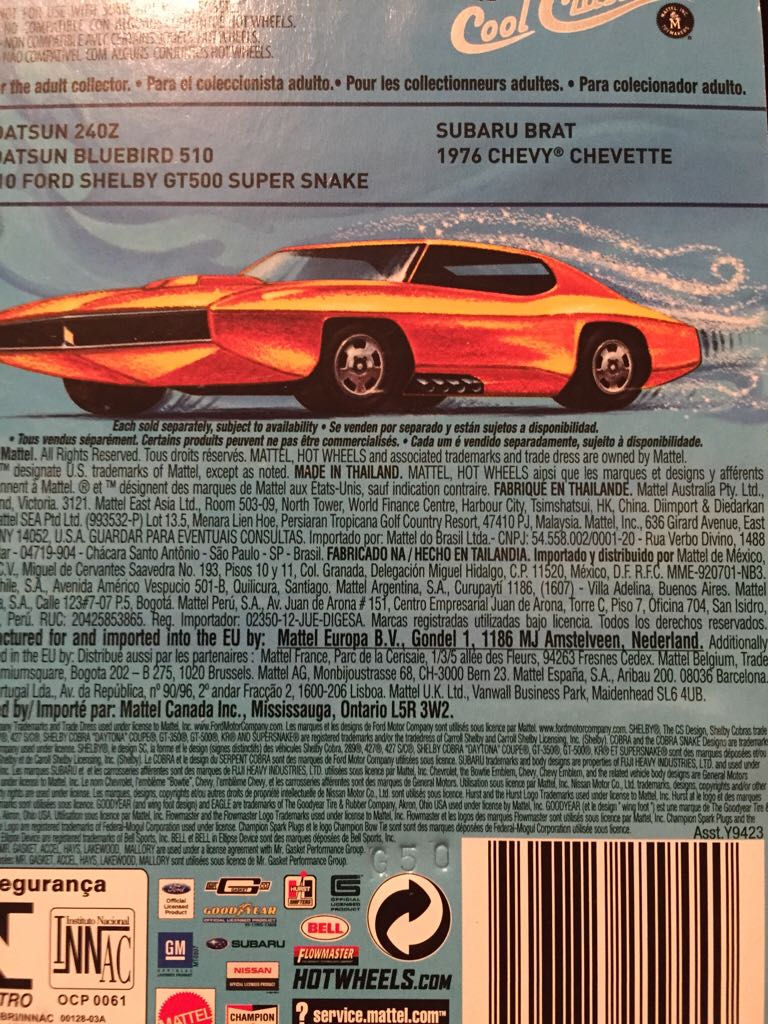 2010 Blue Spectra Shelby Gt500 Snake Orange Card  toy car collectible - Main Image 2