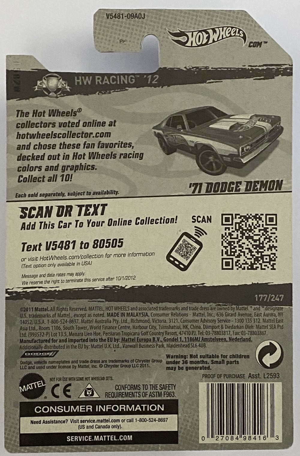 ’77 Dodge Demon - HW Racing 12 toy car collectible - Main Image 2