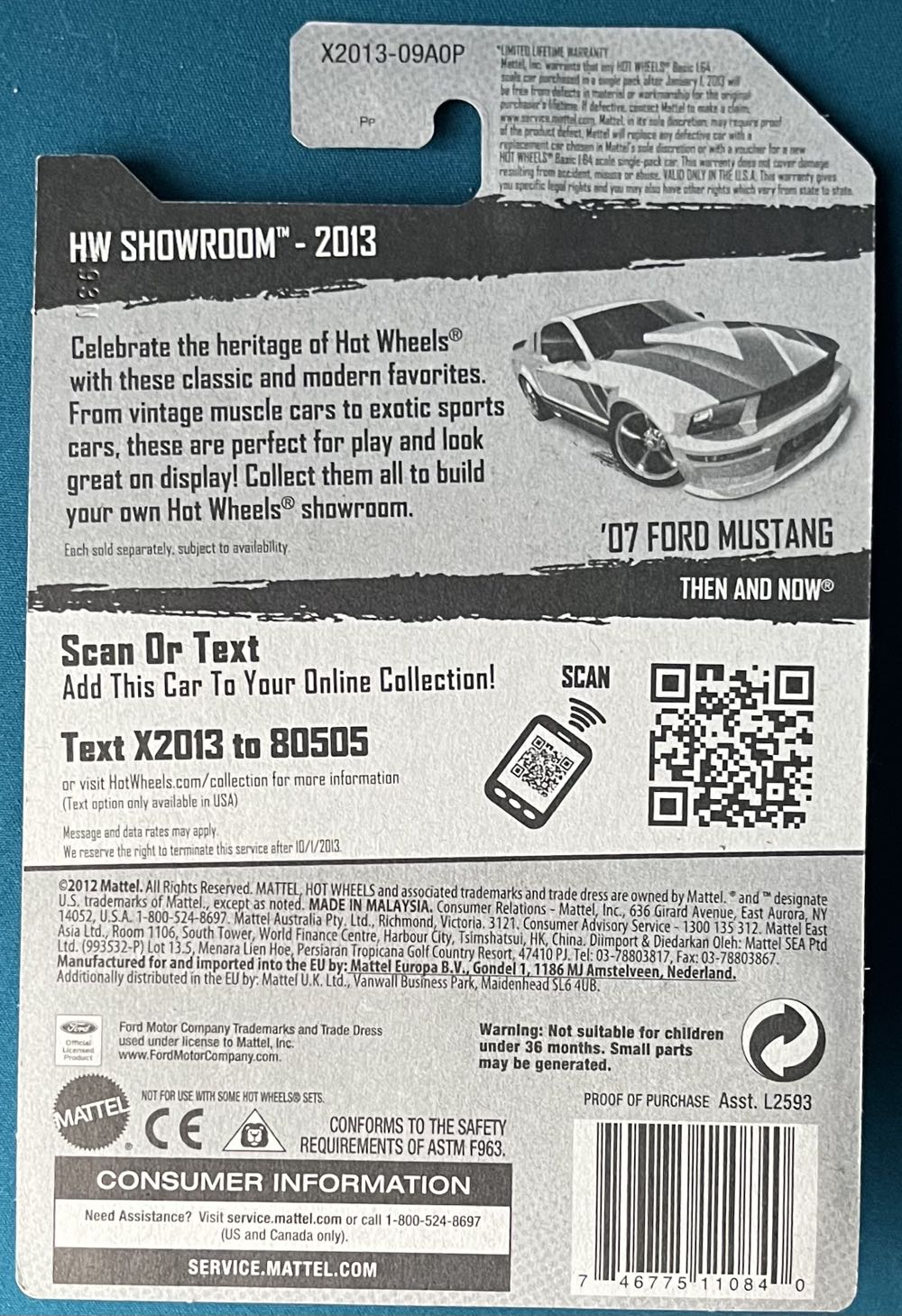 ‘07 Ford Mustang - 2013 - HW Showroom - Then and Now toy car collectible - Main Image 2