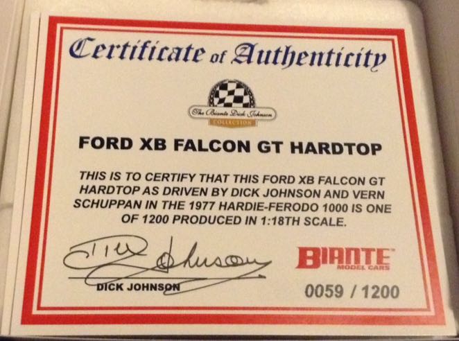 Dick Johnson and Vern Schuppan - Bathurst 1977 XB Falcon - Dick Johnson , DJR toy car collectible - Main Image 2