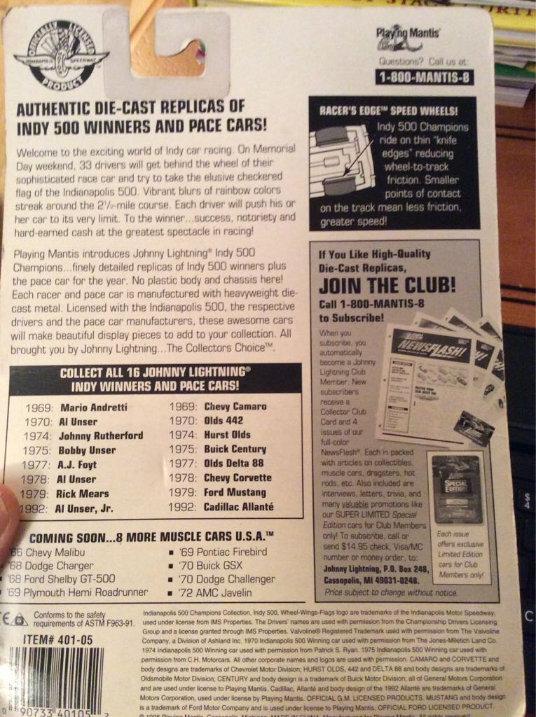 Johnny Lightning - 1975 Winner Bobby Unser - Indianapolis 500 Champions Collection toy car collectible - Main Image 2