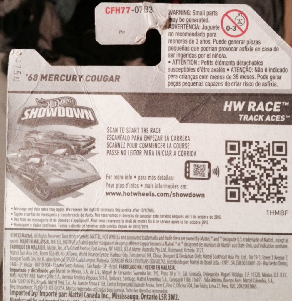 ‘68 Mercury Cougar - 2015 - HW Race - Track Aces toy car collectible - Main Image 2