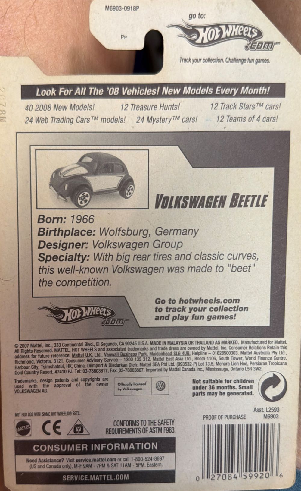 Volkswagen Beetle - HW: Team Volkswagen ‘08 toy car collectible - Main Image 2