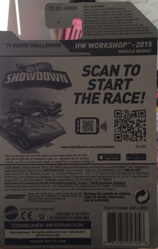 71 Dodge Challenger - HW Workshop - 2015 Muscle Mania toy car collectible - Main Image 2