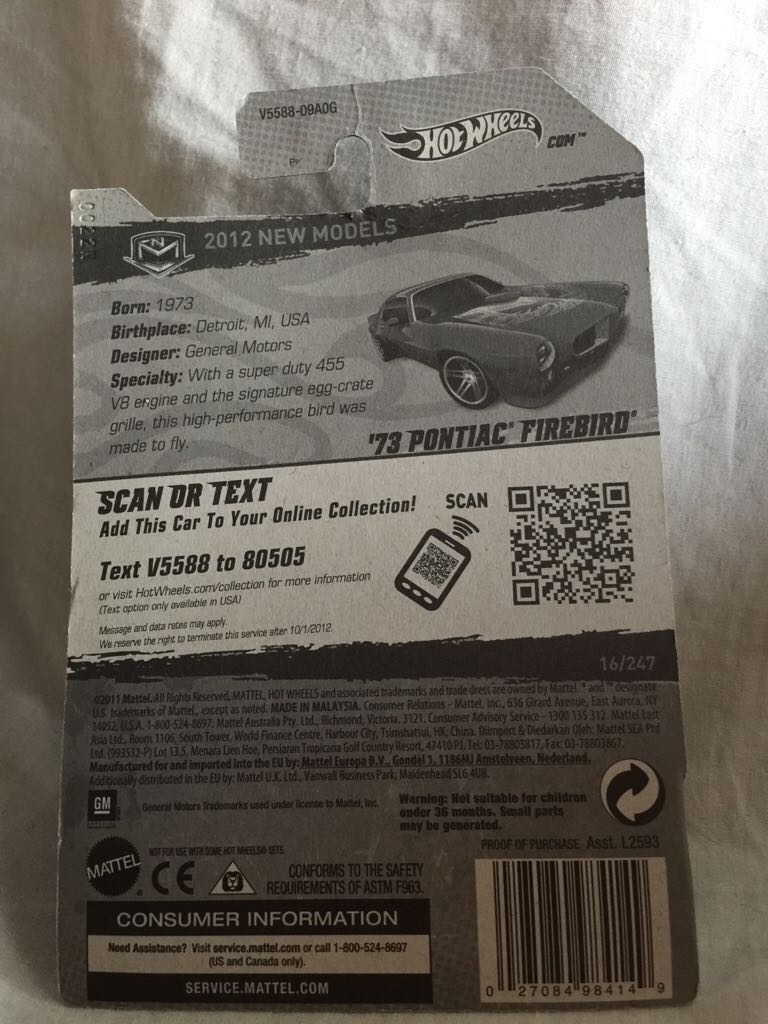 ’73 Pontiac Firebird - 2012 New Models toy car collectible - Main Image 2