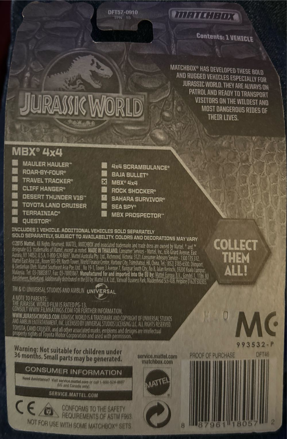 MBX 4x4 (Lm) - Jurassic World toy car collectible - Main Image 3