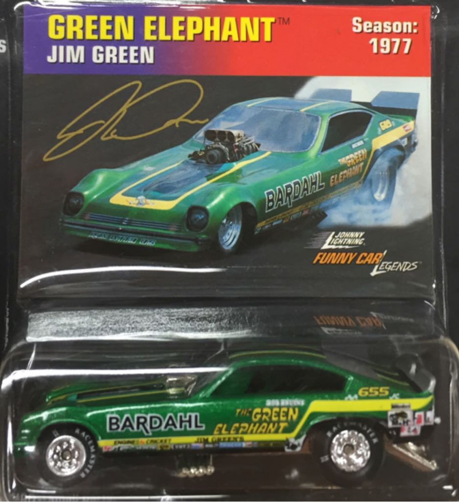JL FCL Jim Green “Green Elephant” - Funny Car Legends toy car collectible - Main Image 2