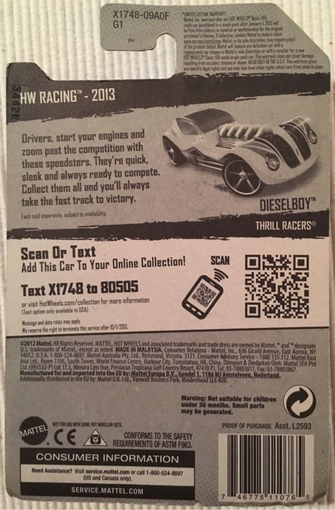 2013 Hw Racing Dieselboy - 2013 Hot Wheels HW Racing toy car collectible - Main Image 2