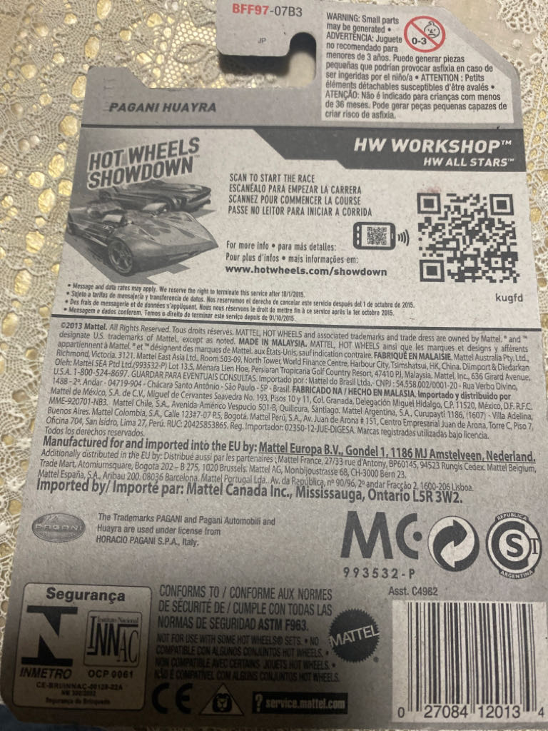 Pagani Huayra - HW WORKSHOP toy car collectible - Main Image 2