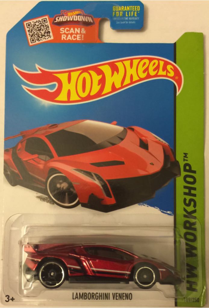 Red Lamborghini Veneno - Mainline - HW Workshop toy car collectible - Main Image 1