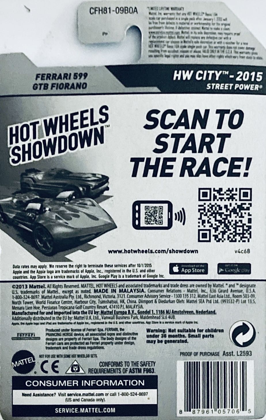 Ferrari 599 GTB Fiorano - HW City™: Street Power® toy car collectible - Main Image 2