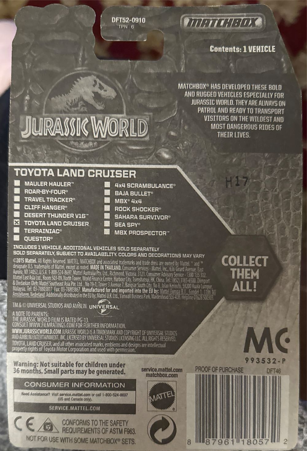 Toyota Land Cruiser - Jurassic World toy car collectible - Main Image 3