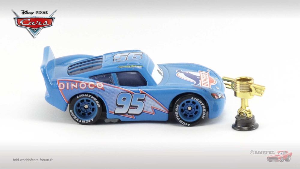 Dinoco Lightning McQueen with Piston Cup - (2009 - Race O Rama) SINGLES (113) toy car collectible - Main Image 3