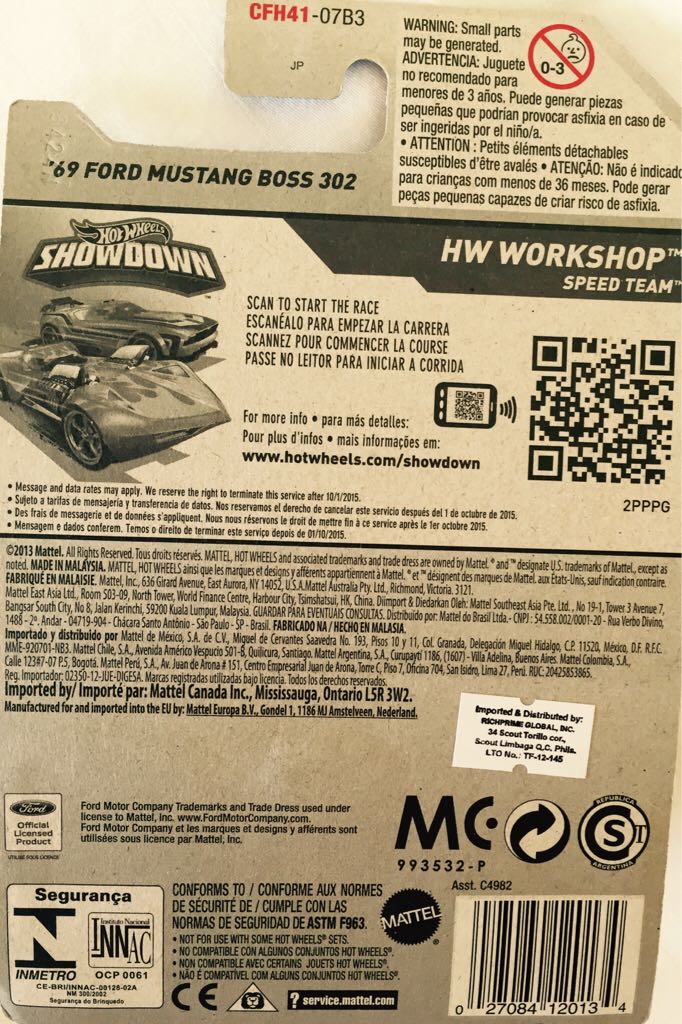 ML ’69 Ford Mustang Boss 302 - HW Workshop- Speed Team toy car collectible - Main Image 2